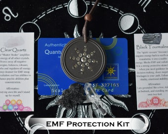 EMF Protection Kit with Clear Quartz & Black Tourmaline