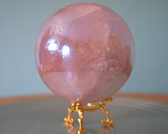 Rose Quartz Aura Crystal Ball & Regular Rose Quartz Crystal Balls - Valentine's Day - Crystals For Love - Gifts For Her