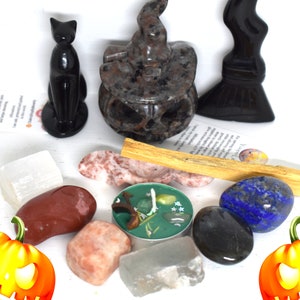 Halloween/Samhain Healing Crystal Kits (Yooperlite, Fluorite, Howlite Jack-O-Lanterns)