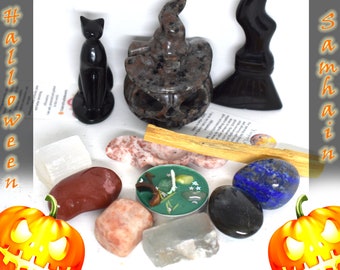 Halloween/Samhain Healing Crystal Kits (Yooperlite, Fluorite, Howlite Jack-O-Lanterns)