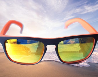 Quisviker - Orange/Black Framed Sunglasses with Yellow Lens