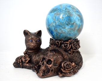 Bronze Cat Sphere Stand/Crystal Ball Holder