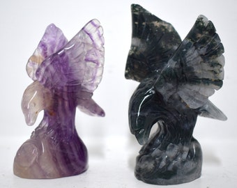Crystal Eagles (Fluorite, Moss Agate)