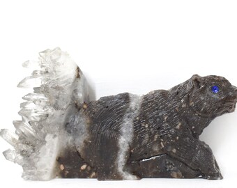 Squirrel Carving - Clear Quartz