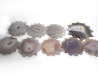 Gray Agate Suns with Druzy