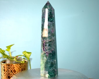 Large Fluorite Tower - Heart, Throat, Third-Eye Chakra