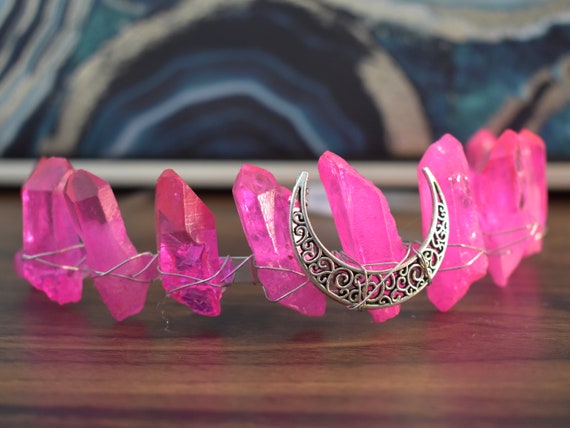 Pink Aura Crystal Quartz Crown - Heart Chakra - Bride to Be  display picture 3