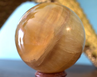 Yellow Fluorite Crystal Ball/Sphere