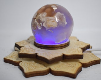 Rainbow Color Changing Mandala LED Crystal Ball Stand/Crystal Sphere Holder (USB plugin)