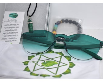 Heart Chakra Sunglasses and Malachite Necklace