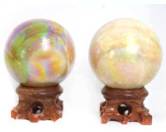 Chocolate Calcite Spheres with Aura