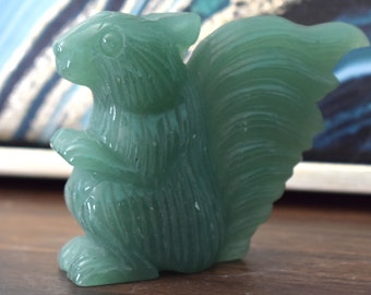 Green Aventurine Squirrel Carving