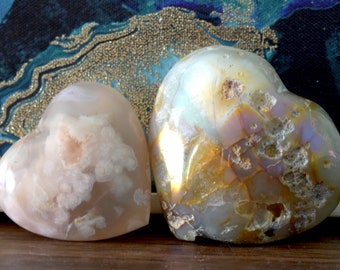 Flower Agate Hearts - Crown Chakra