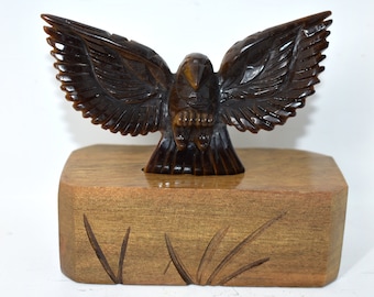 Tiger's Eye Eagle with Carved Stand