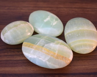 Pistachio Calcite/Green Caribbean Calcite Palm Stones - Heart Chakra