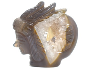 Gray Agate Native American Carving