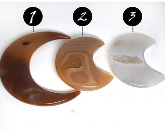 Crystal Moons (Agate Druzy, Carnelian, Labradorite, Garnet, Silver Sheen Obsidian)
