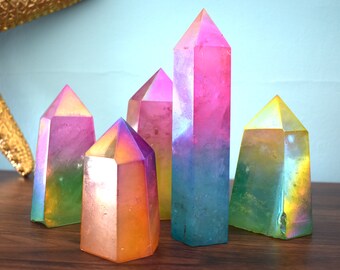 Rainbow Aura Quartz & Cotton Candy Quartz Towers #1 - All Chakras
