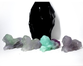 Fluorite Lion Carvings