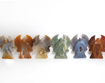 Agate Druzy Angels Group 2 (Agate with Druzy, Carnelian, Moss Agate, Blue Lace Agate)