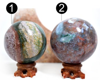 Medium Ocean Jasper Crystal Balls/Spheres - Heart & Solar-Plexus Chakra