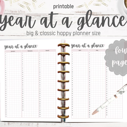 Year at A Glance Planner Printable - Etsy