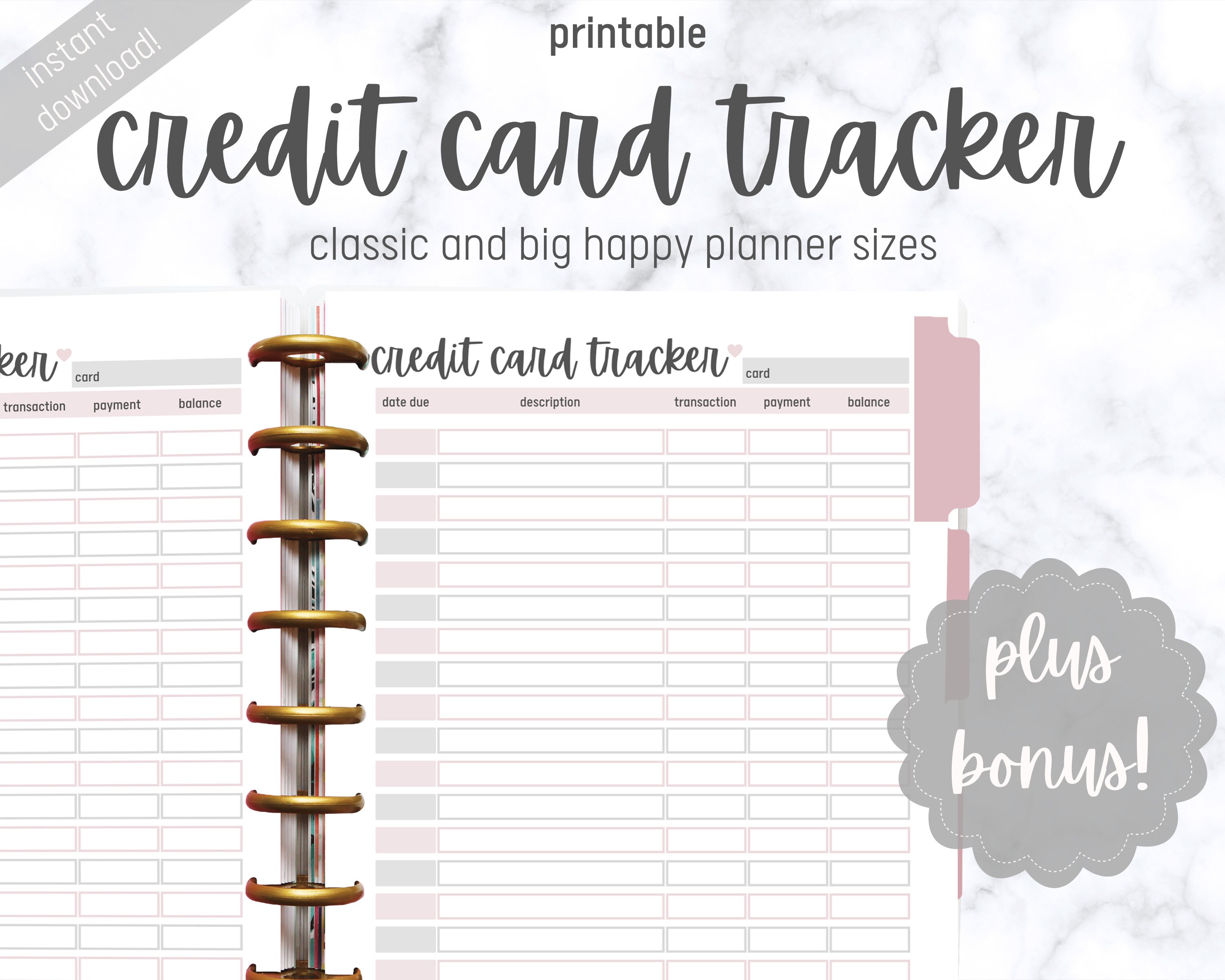 Debt Tracker Printable Financial Planner Big & Classic Happy Etsy