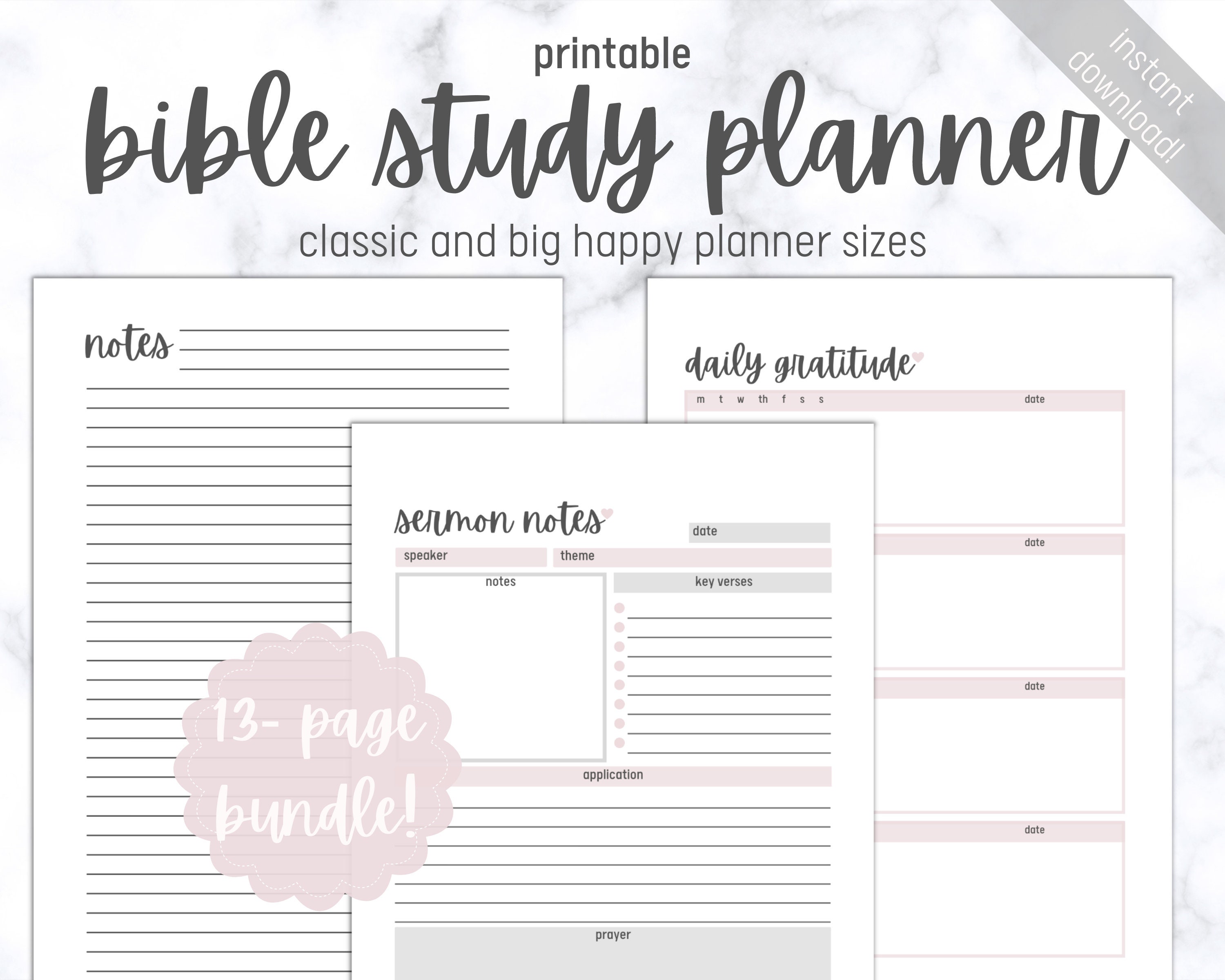 Bible Study Printable Bible Study Planner Notes Big &amp; | Etsy