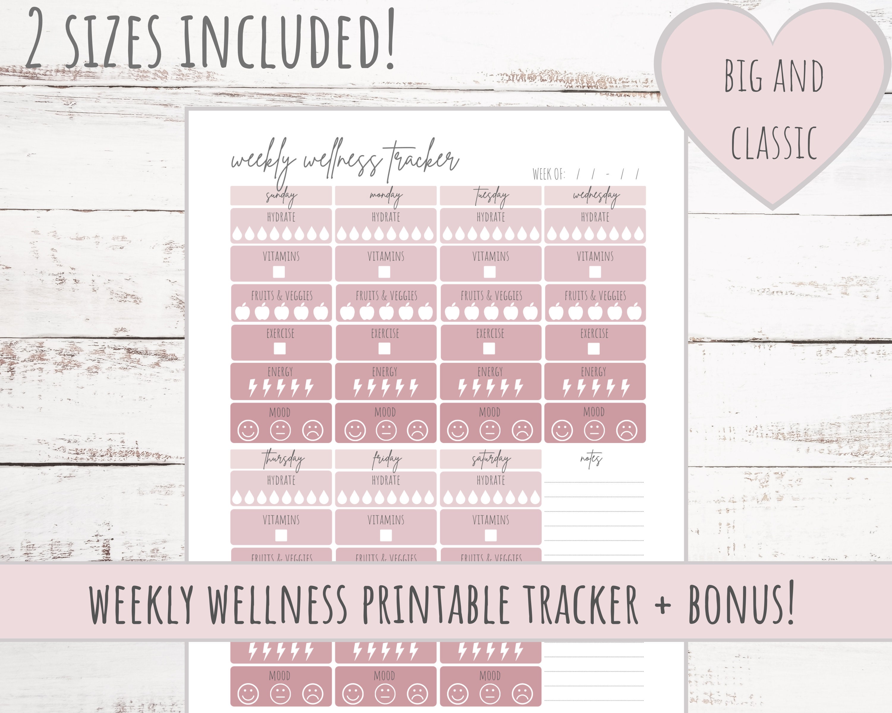 Wellness Tracker Printable Mood Tracker Big & Classic Happy | Etsy