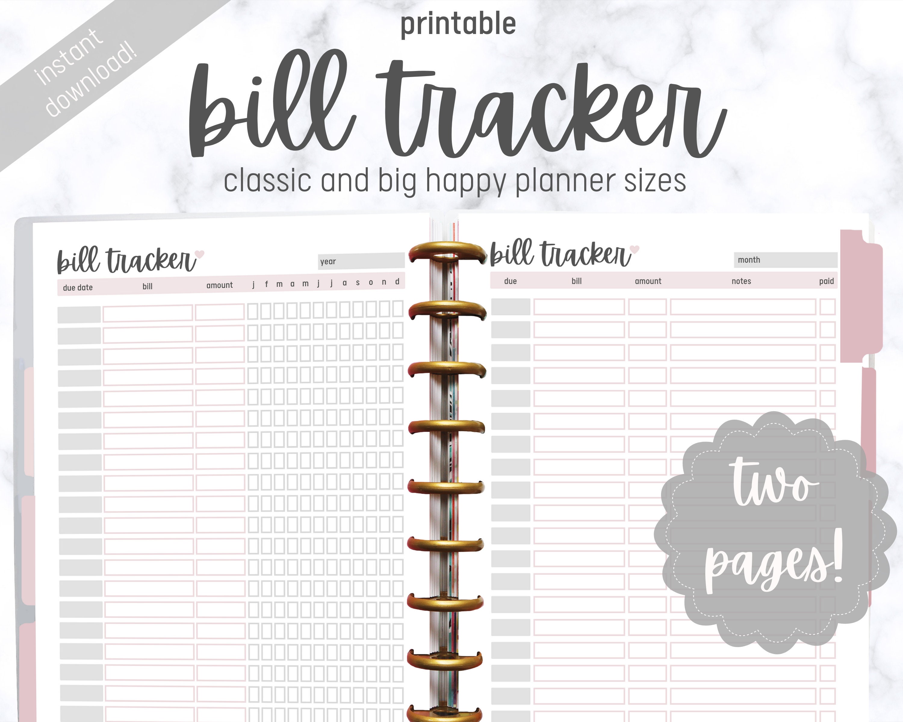 Bill Payment Printable Monthly Yearly Bill Pay Checklist - Etsy