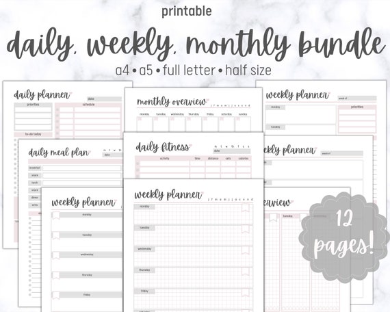 Planner Essentials Bundle Daily Planner Weekly Planner