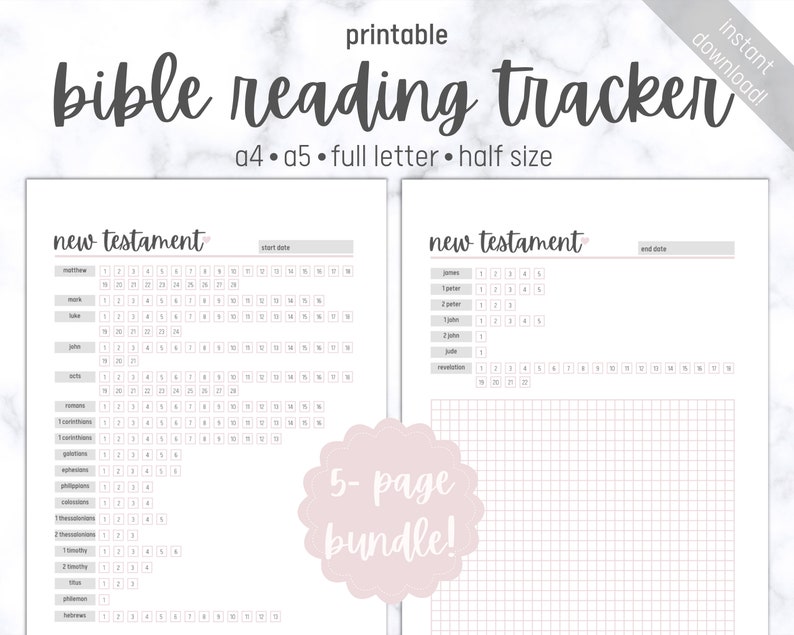 Bible Reading Tracker Printable Bible Study Plan Scripture | Etsy