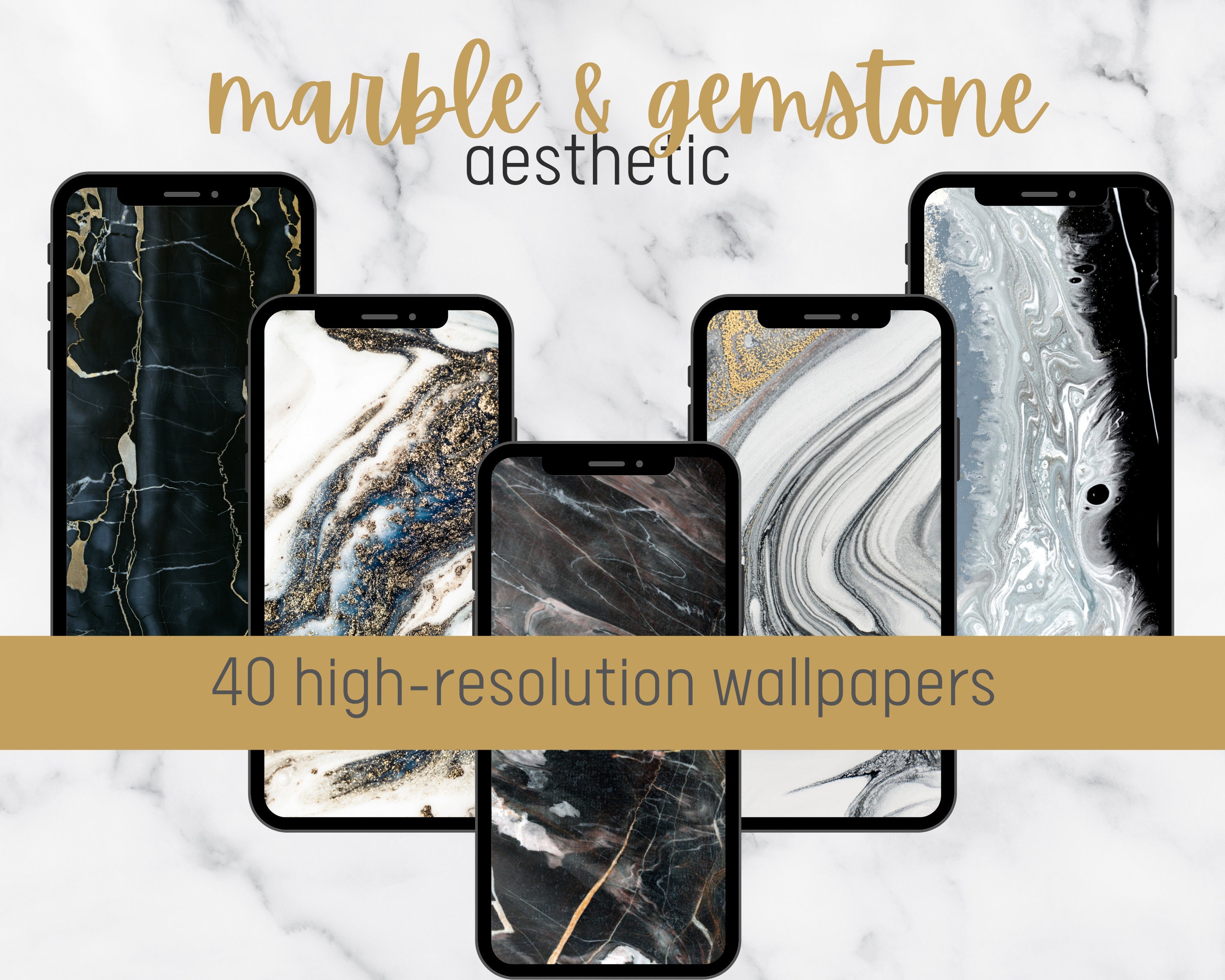 Marble Gemstone Aesthetic Theme Smartphone Iphone Android Etsy Canada