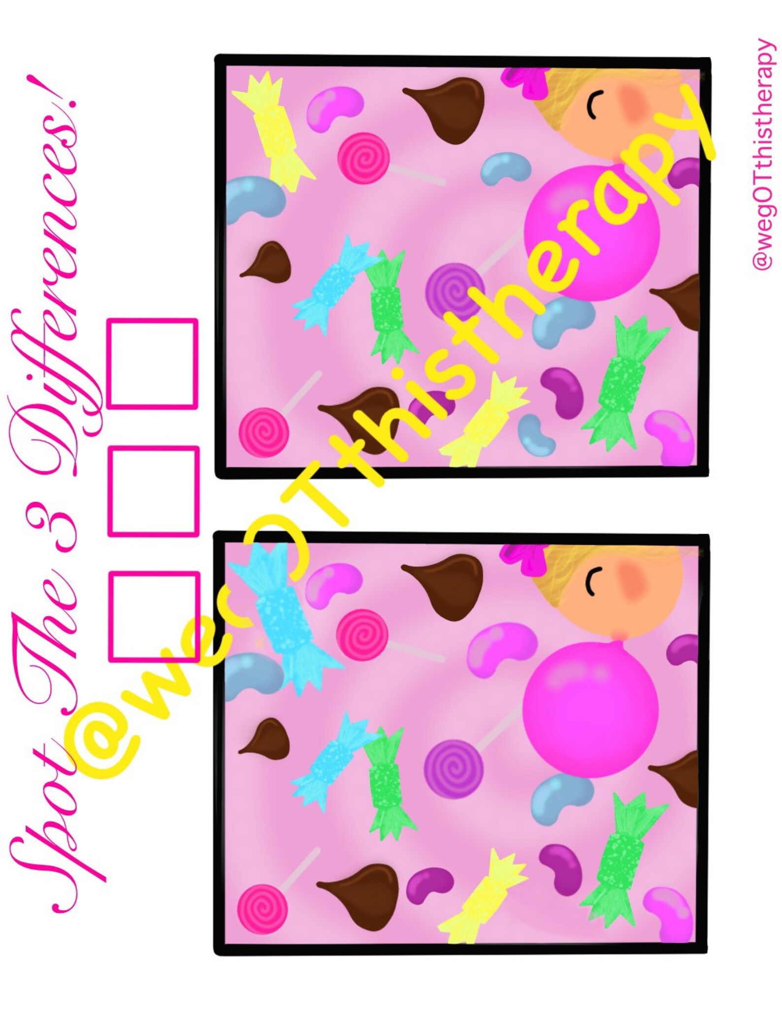 Spot the THREE Differences Food Themed Worksheets for Kids | Etsy