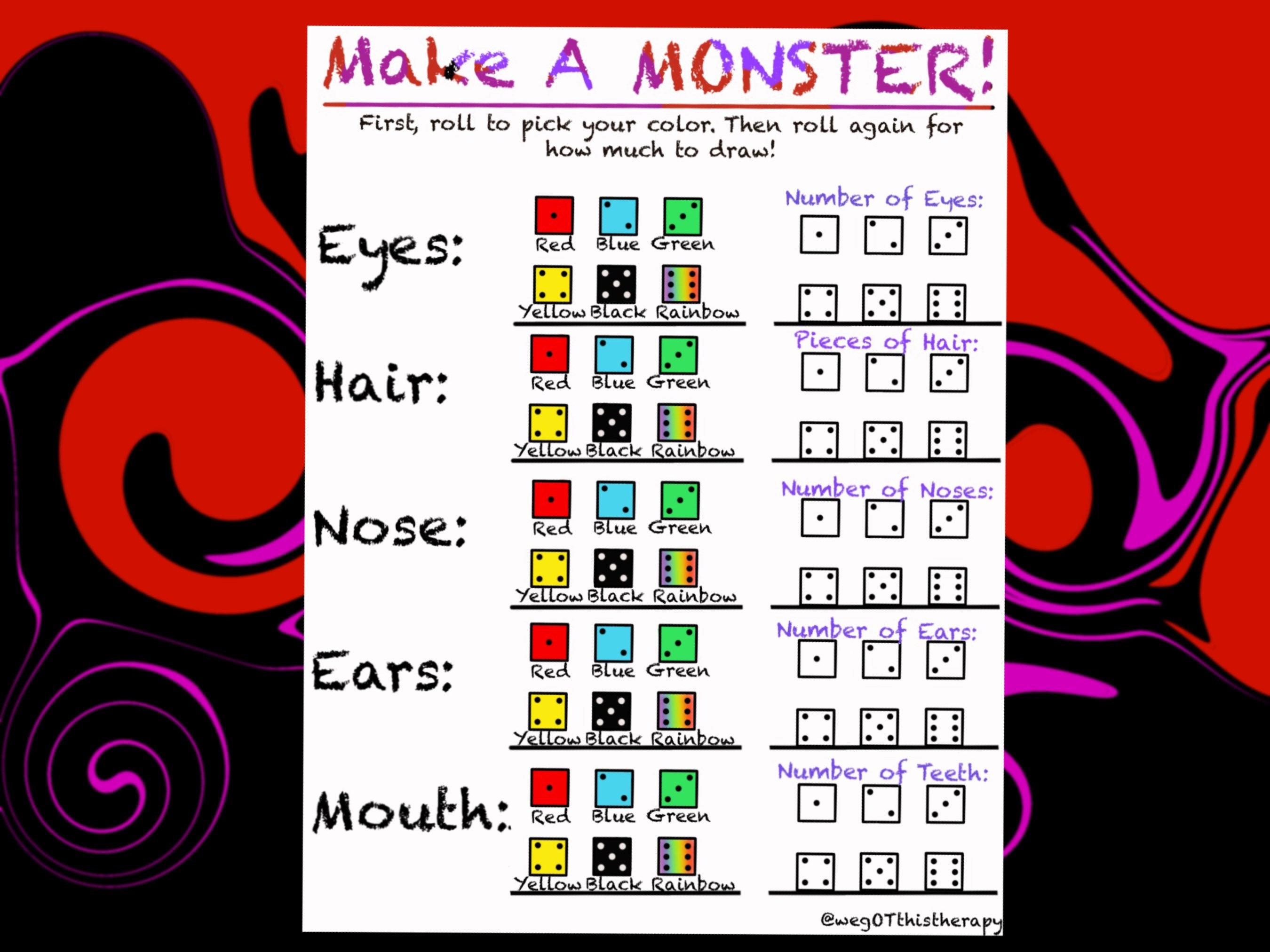 Make a MonsterDice Activity Etsy