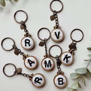 Personalized Initial Letter Keychain, Custom Embroidery, Embroidered Keychain, Cute Birthday Gift, Cute Keychains, Graduation Gift