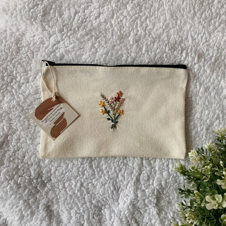 Bouquet Of Flowers Pouch Canvas Pencil Case Makeup Pouch Etsy