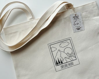 Explore More Tote Bag, Tote With Zipper, Embroidered Tote Bag, Canvas Tote Bag, Reusable Bag, Aesthetic Tote Bag, Travel Tote
