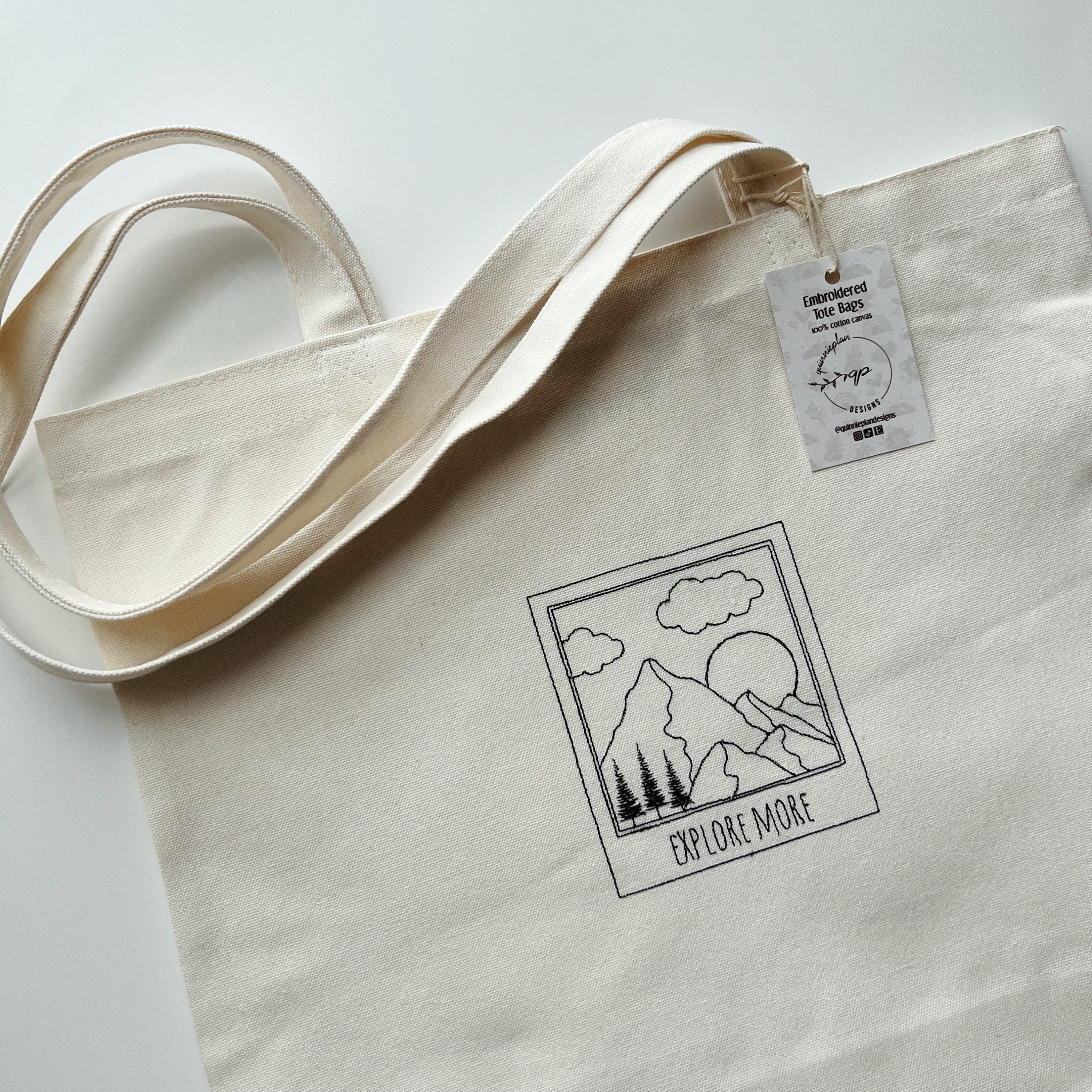 Explore More Tote Bag, Tote With Zipper, Embroidered Tote