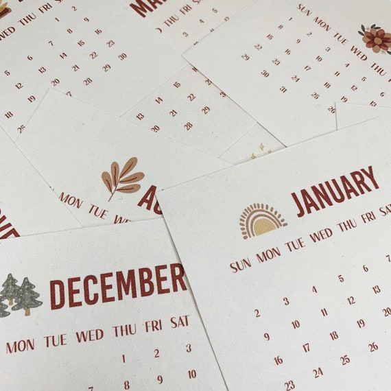22 Mini Calendar 22 Desk Calendar 22 Calendar Cute Etsy