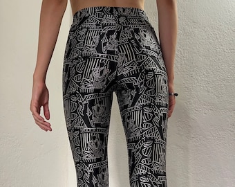 Pantalones Peter Max de cintura alta de nailon American Apparel, hechos en EE. UU., estilo vintage