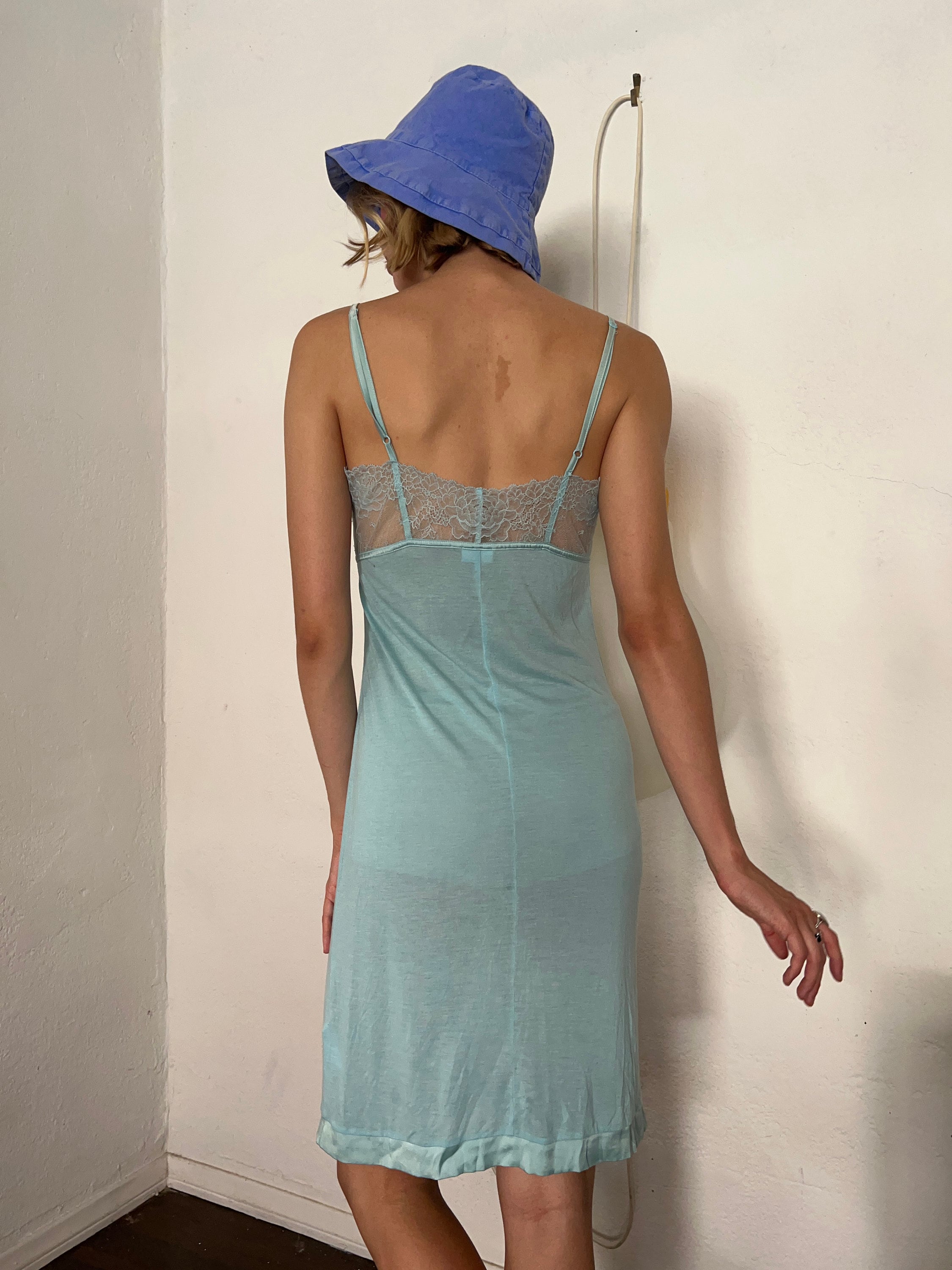 Vintage Baby Blue Slip Dress Lace Lingerie Vintage Etsy