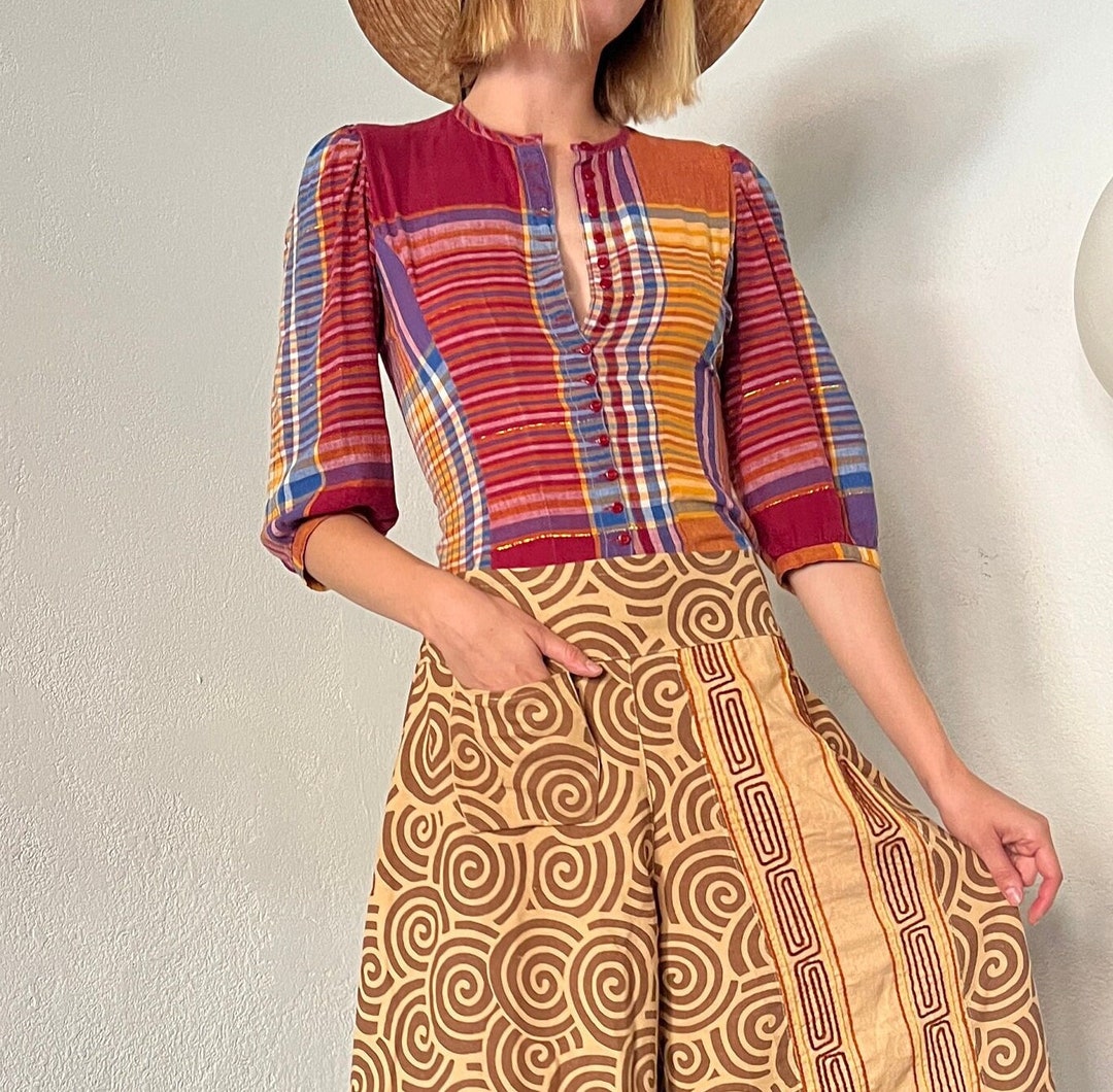 Vintage Plaid Casual Blouse