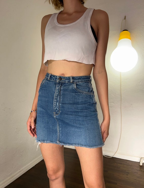Vintage Cutoff Denim Skirt - image 2