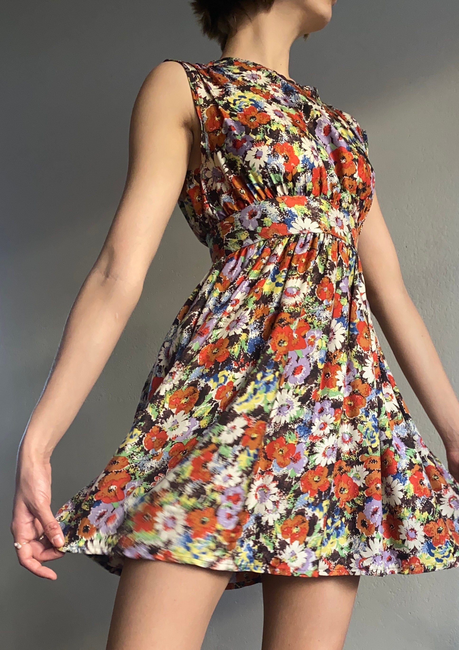 90s Silky Dress Steven Alan Floral Skater Vintage - Etsy