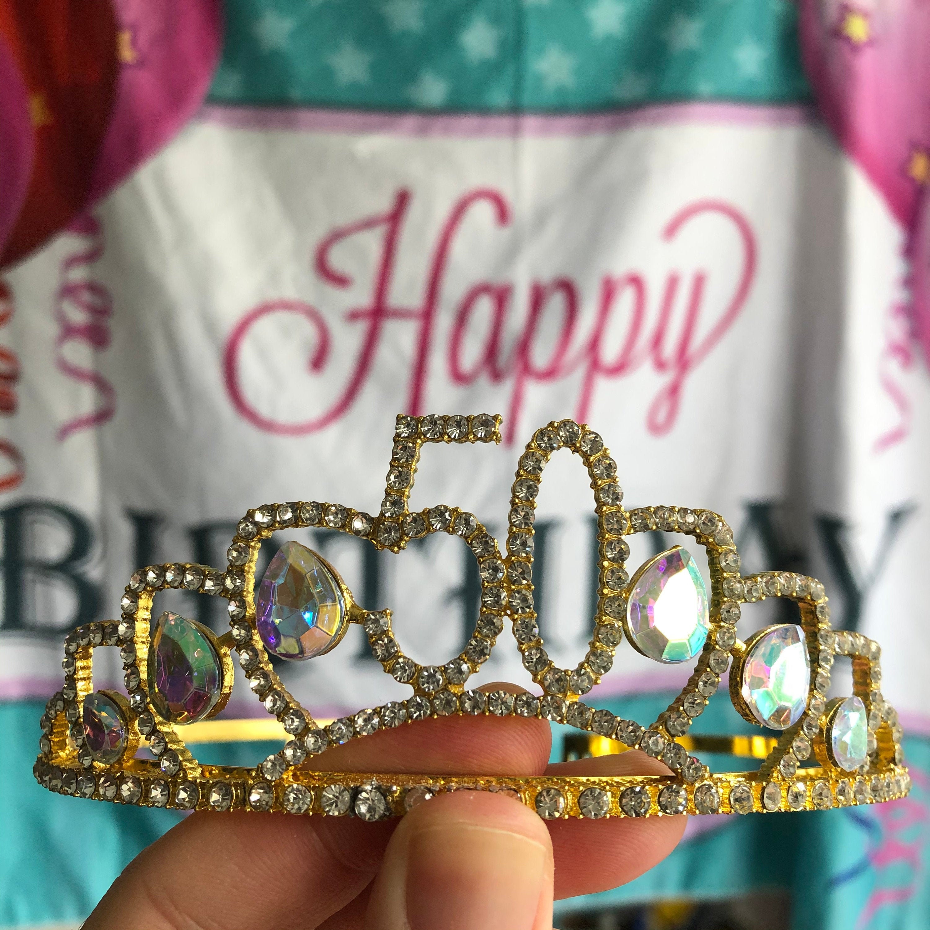 Tiara Per 50° Compleanno In Argento Con Strass - Corona Principessa Con Pettine, Regalo Donna - Foto 2