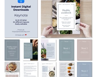 KEYNOTE RECIPES TEMPLATE – Instant Digital Editable Download - booklet, e-book, cookbook