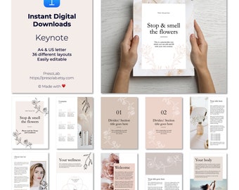 PLANTILLA DE FOLLETO DE KEYNOTE – Descarga digital editable instantánea – Detente y huele las flores