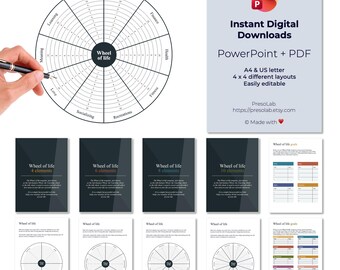 Wheel of Life Template | Coaching and Wellness (PowerPoint and PDF)