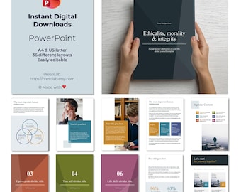 PLANTILLA DE FOLLETO DE POWERPOINT – Descarga digital editable instantánea – Ética, moralidad e integridad
